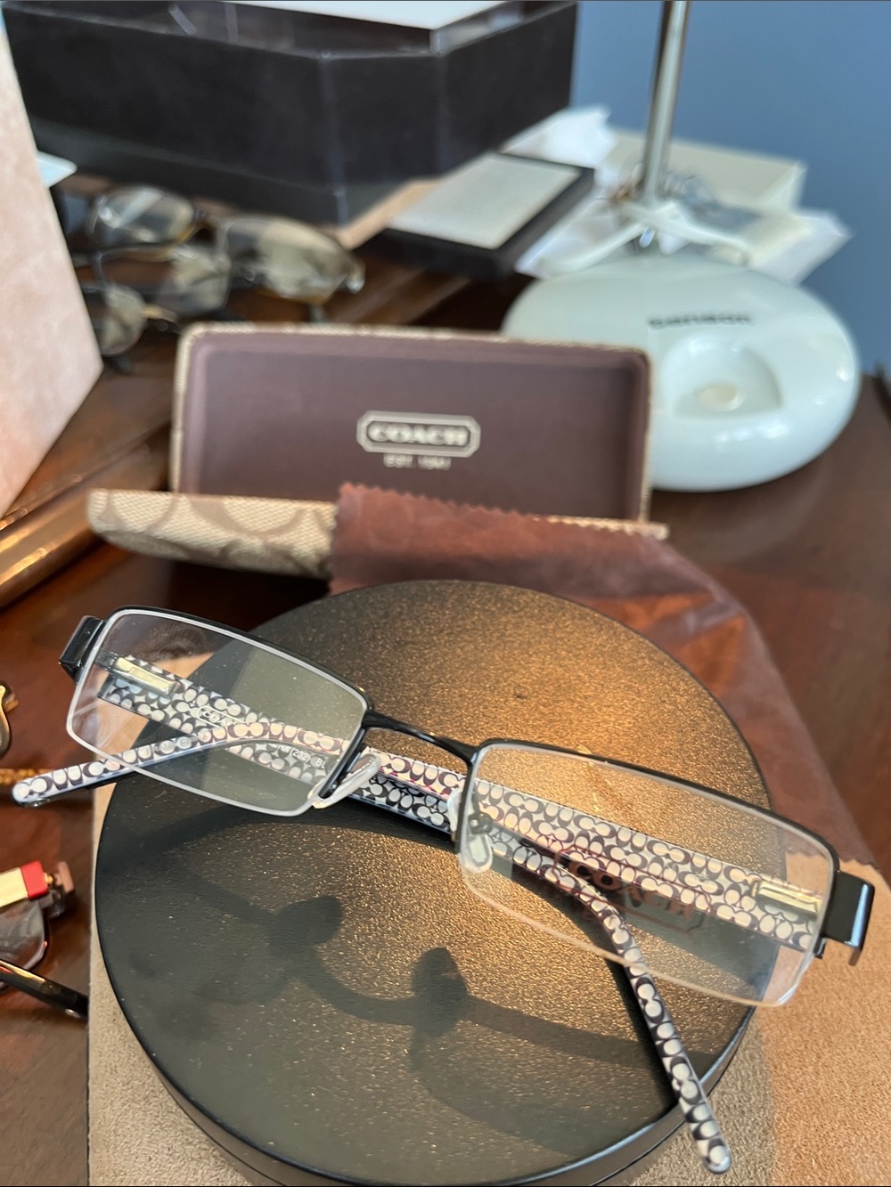 Coach 232 Vera! Rectangle Semi Rimless Glasses. Black